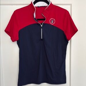 Red and Navy Half-Zip Golf Polo Shirt